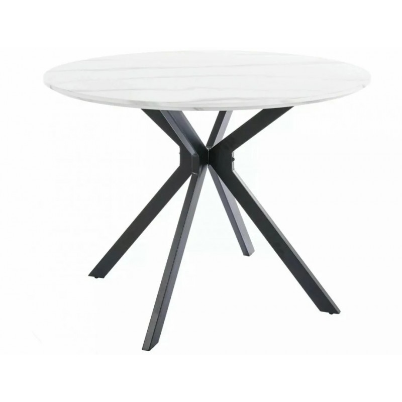 Стіл обідній ASTER Білий Ефект Мармуру / Чорний мат Стелаж Діаметр 100 ASTERBC100 Signal