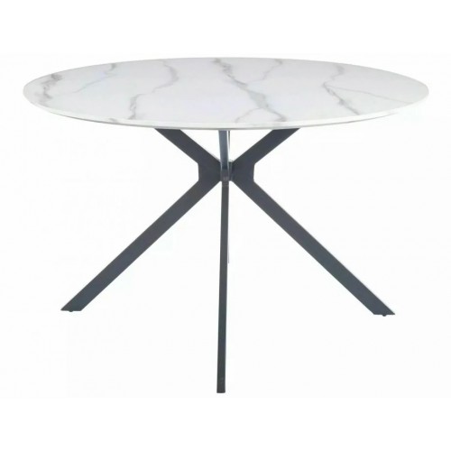 Стіл обідній ASTER Білий Ефект Мармуру / Чорний мат Стелаж Діаметр 120 Signal