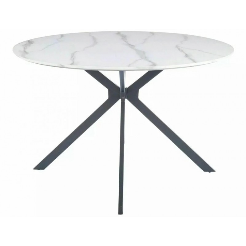 Стіл обідній ASTER Білий Ефект Мармуру / Чорний мат Стелаж Діаметр 120 Signal