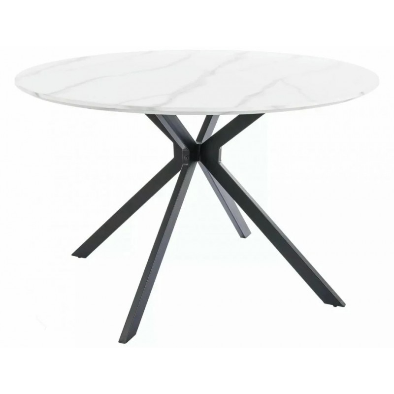 Стіл обідній ASTER Білий Ефект Мармуру / Чорний мат Стелаж Діаметр 120 Signal