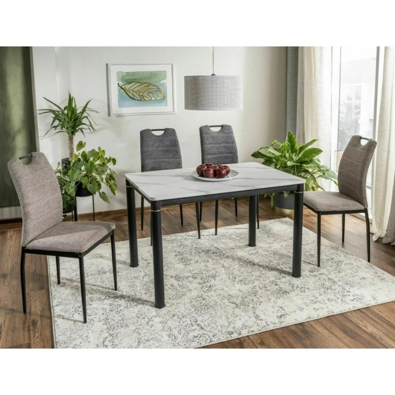 Стіл обідній DAMAR Білий Ефект Мармуру / Чорний мат 100X60 DAMARBC100 Signal