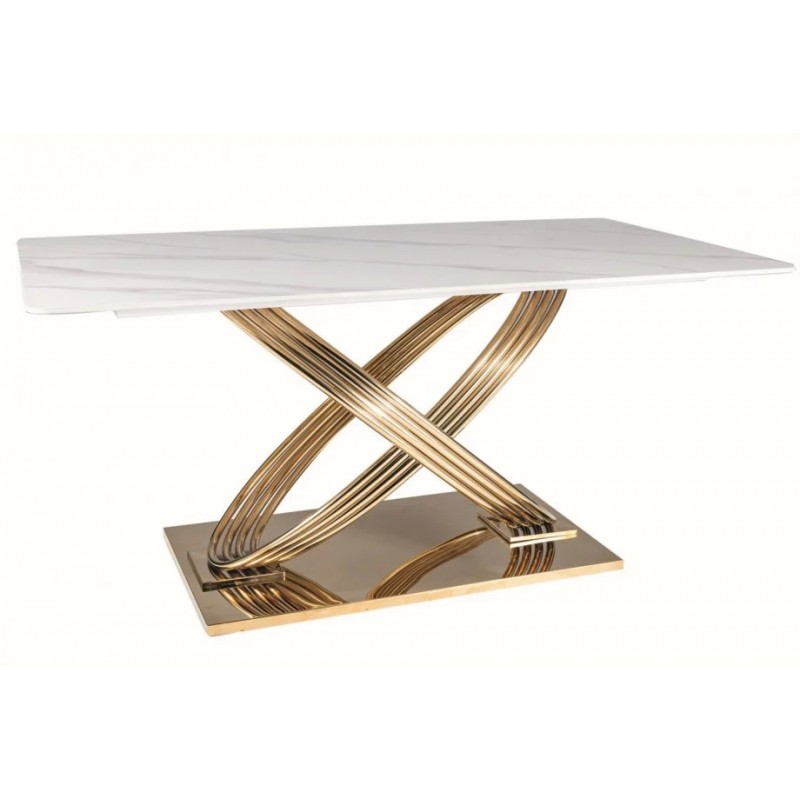 Стіл обідній HERMES Білий (ефект мармуру) / Золото 160X90 HERMESBZL160 Signal