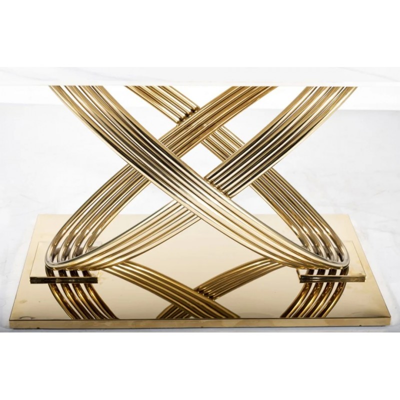 Стіл обідній HERMES Білий (ефект мармуру) / Золото 160X90 HERMESBZL160 Signal