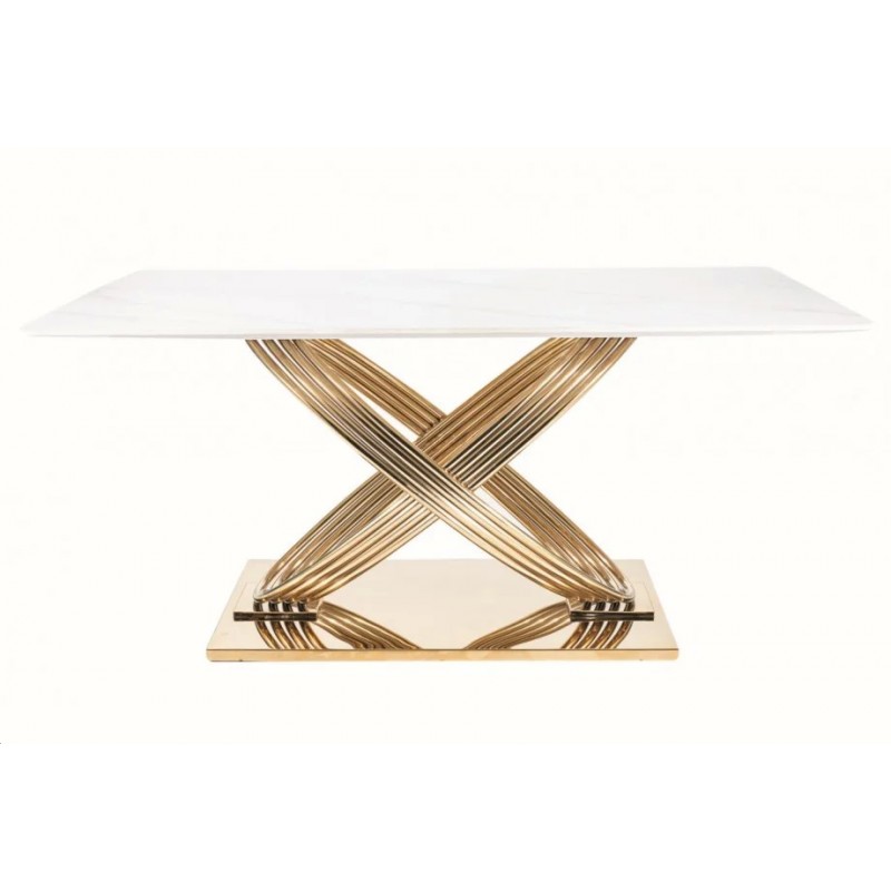 Стіл обідній HERMES Білий (ефект мармуру) / Золото 160X90 HERMESBZL160 Signal