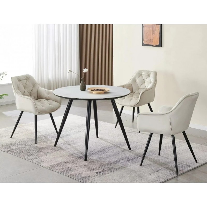 Стіл обідній IDEAL CERAMIC білий еф.мармуру / чорний каркас d.100 IDEALBCFI100 Signal