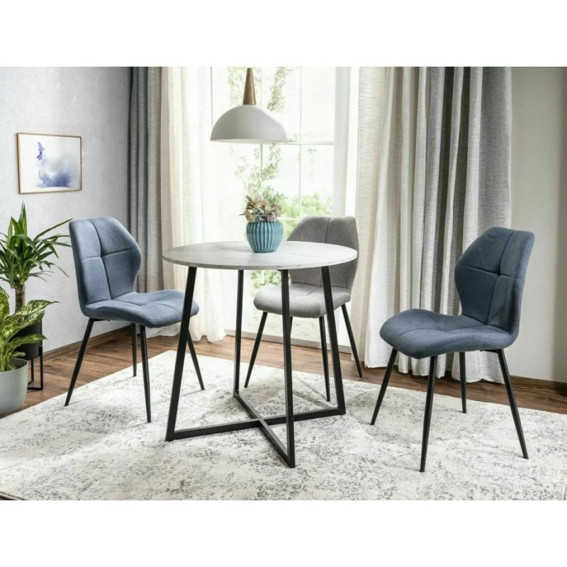 Стіл обідній LUNA Білий Ефект Мармуру / Чорний Діаметр 90 LUNABMAC Signal