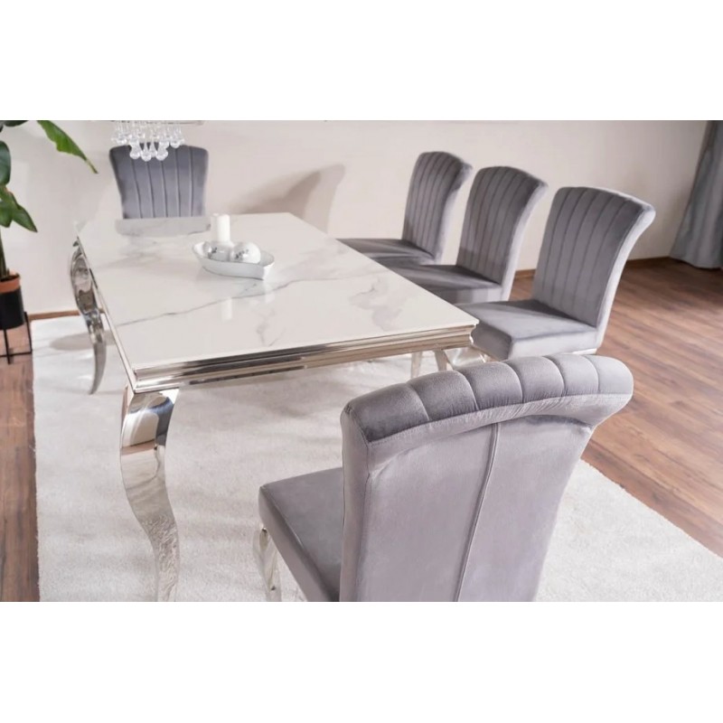 Стіл обідній PRINCE CERAMIC 180*90 білий CALACATTA/хром PRINCECBCH180 Signal
