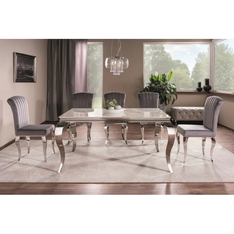 Стіл обідній PRINCE CERAMIC 180*90 білий CALACATTA/хром PRINCECBCH180 Signal