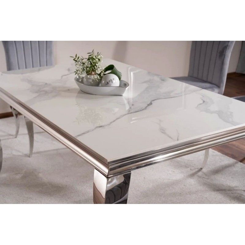 Стіл обідній PRINCE CERAMIC 180*90 білий CALACATTA/хром PRINCECBCH180 Signal