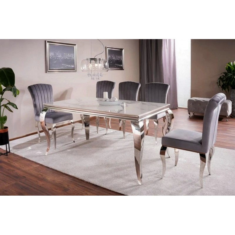 Стіл обідній PRINCE CERAMIC 180*90 білий CALACATTA/хром PRINCECBCH180 Signal