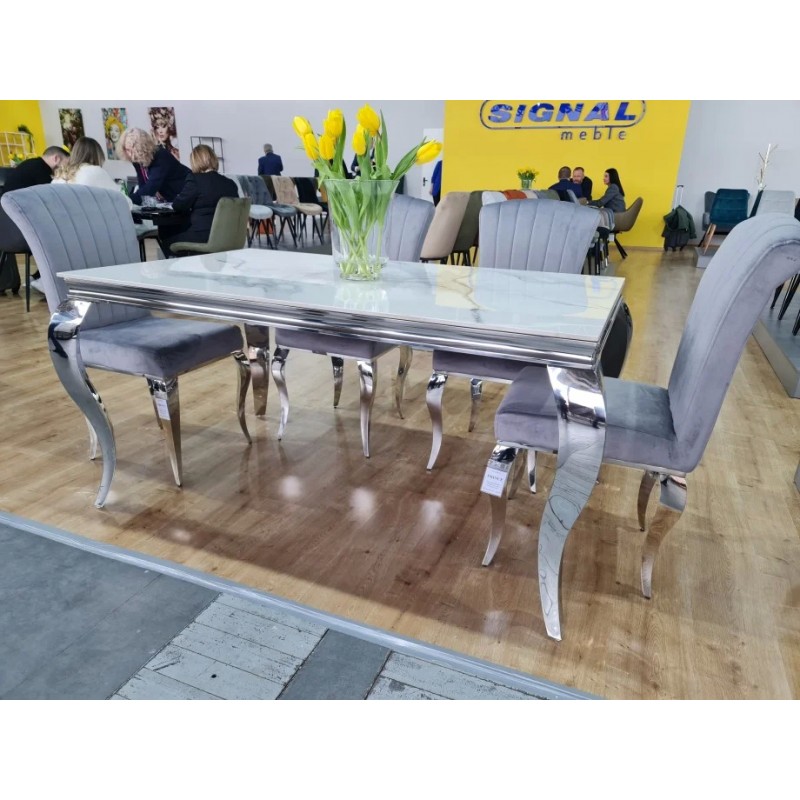 Стіл обідній PRINCE CERAMIC 180*90 білий CALACATTA/хром PRINCECBCH180 Signal