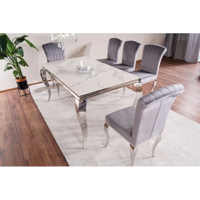 Стіл обідній PRINCE CERAMIC 180*90 білий CALACATTA/хром PRINCECBCH180 Signal