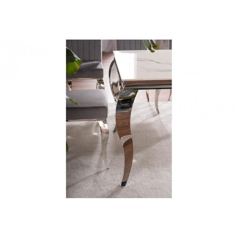 Стіл обідній PRINCE CERAMIC 180*90 білий CALACATTA/хром PRINCECBCH180 Signal