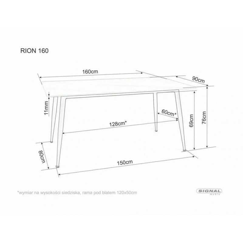 Стіл обідній RION 160*90 чорний RIONC160 Signal