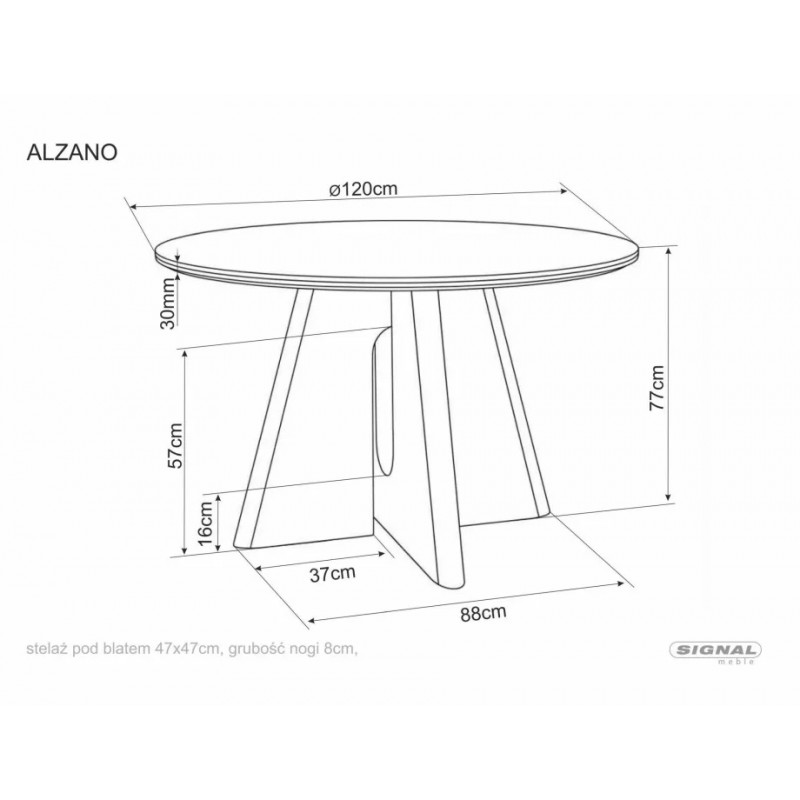 Стіл обідній кухонний Alzano Ceramic ø120 см МДФ + кераміка Білий / Горіх каркас Signal