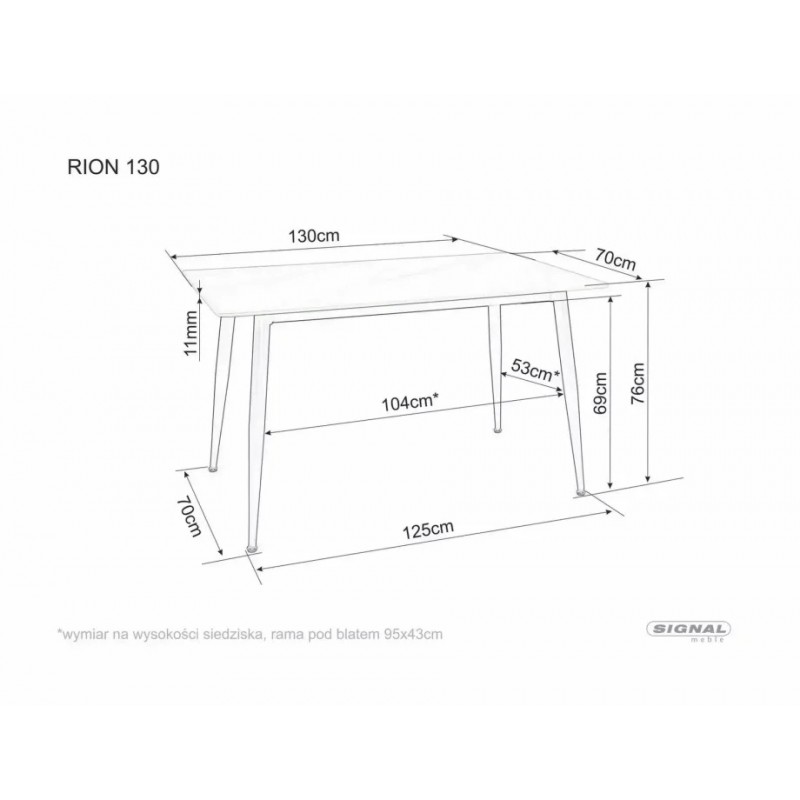 Стіл обідній кухонний Rion 130×70 см Кераміка Беж / Кашемір каркас Signal