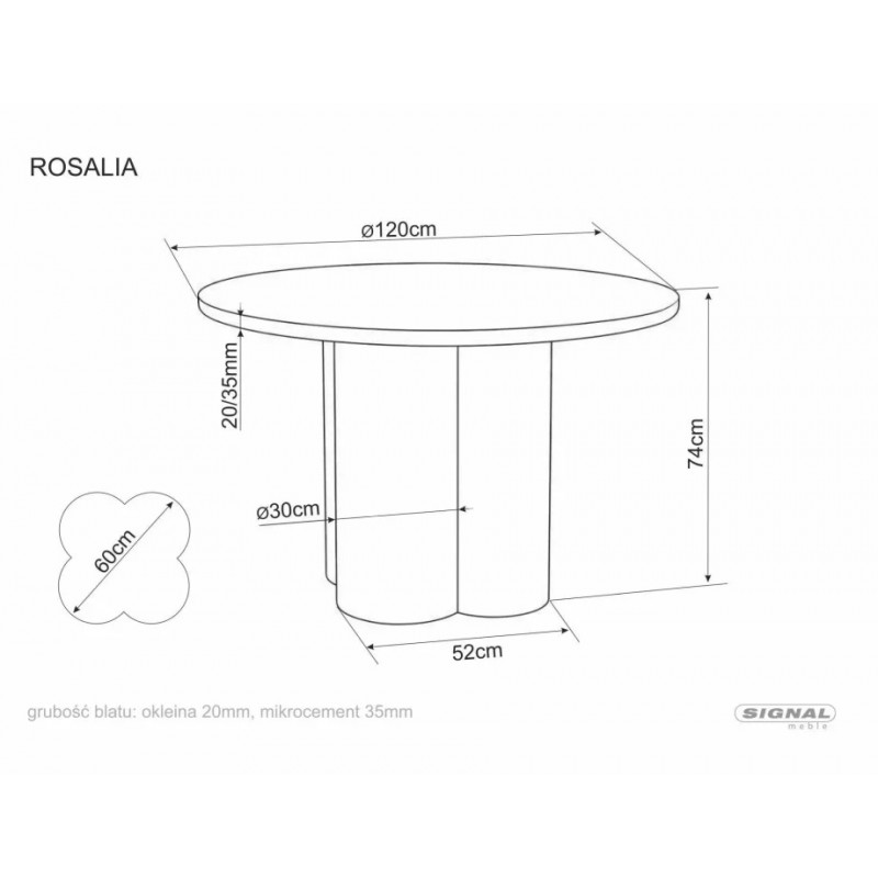 Стіл обідній кухонний Rosalia ø120 см МДФ + шпон Дуб / Дуб каркас Signal