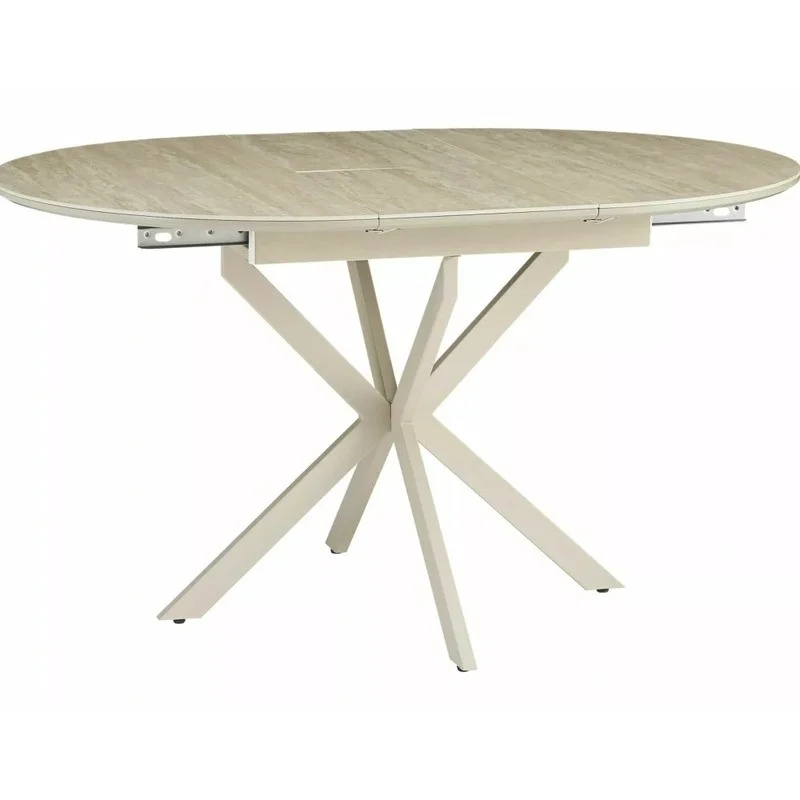 Стіл обідній кухонний розкладний Gaston Ceramic 100 (100–135)×100 см МДФ + кераміка Беж / Кашемір каркас Signal