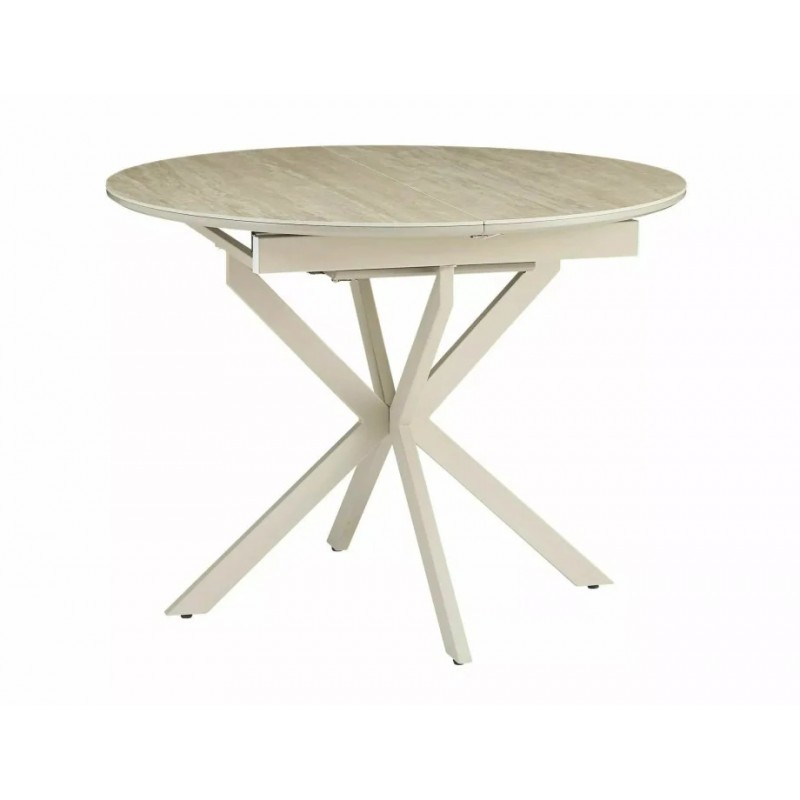 Стіл обідній кухонний розкладний Gaston Ceramic 100 (100–135)×100 см МДФ + кераміка Беж / Кашемір каркас Signal