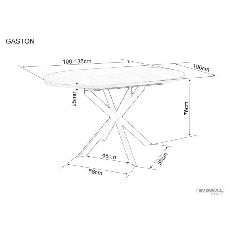 Стіл обідній кухонний розкладний Gaston Ceramic 100 (100–135)×100 см МДФ + кераміка Беж / Кашемір каркас Signal