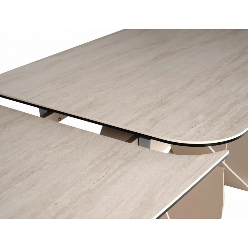 Стіл обідній кухонний розкладний Infinity Ceramic (160–240)×95 см Кераміка Беж / Кашемір каркас Signal