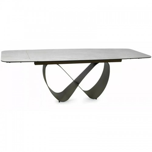 Стіл обідній кухонний розкладний Infinity Ceramic (160–240)×95 см Кераміка Беж / Мідний каркас Signal
