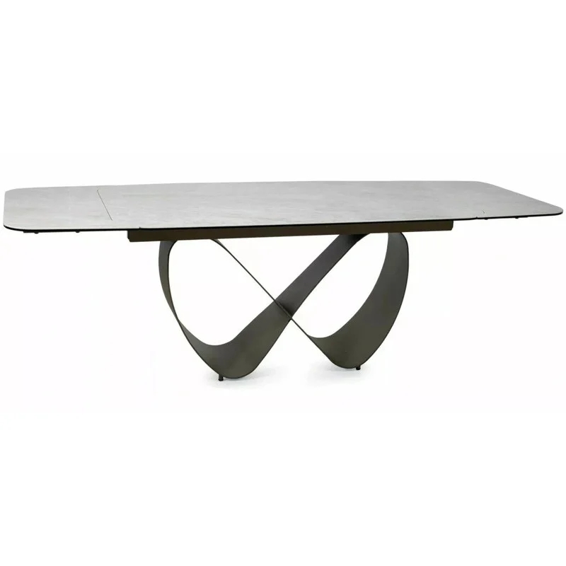 Стіл обідній кухонний розкладний Infinity Ceramic (160–240)×95 см Кераміка Беж / Мідний каркас Signal