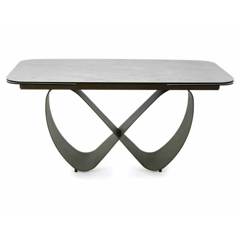 Стіл обідній кухонний розкладний Infinity Ceramic (160–240)×95 см Кераміка Беж / Мідний каркас Signal
