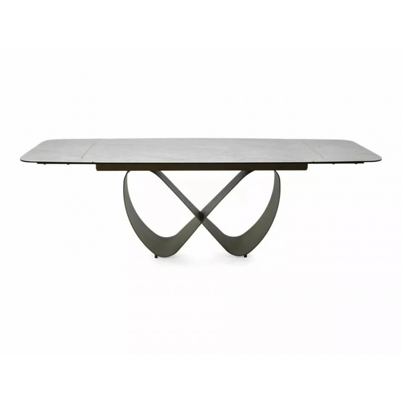 Стіл обідній кухонний розкладний Infinity Ceramic (160–240)×95 см Кераміка Беж / Мідний каркас Signal