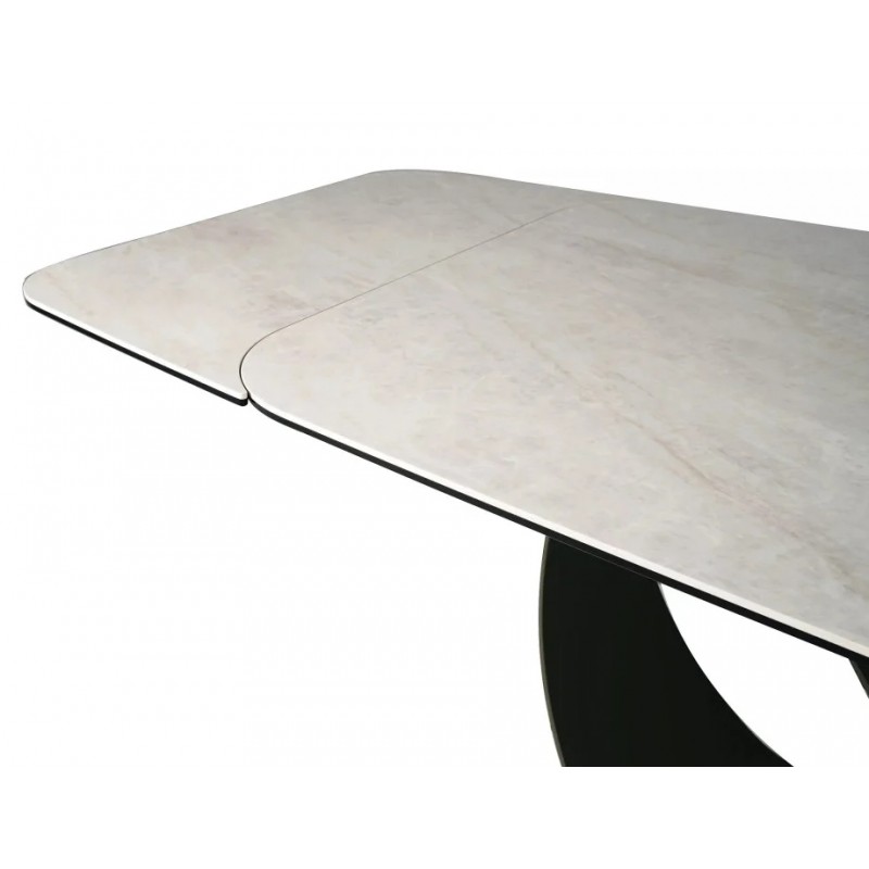 Стіл обідній кухонний розкладний Infinity Ceramic (160–240)×95 см Кераміка Беж / Мідний каркас Signal