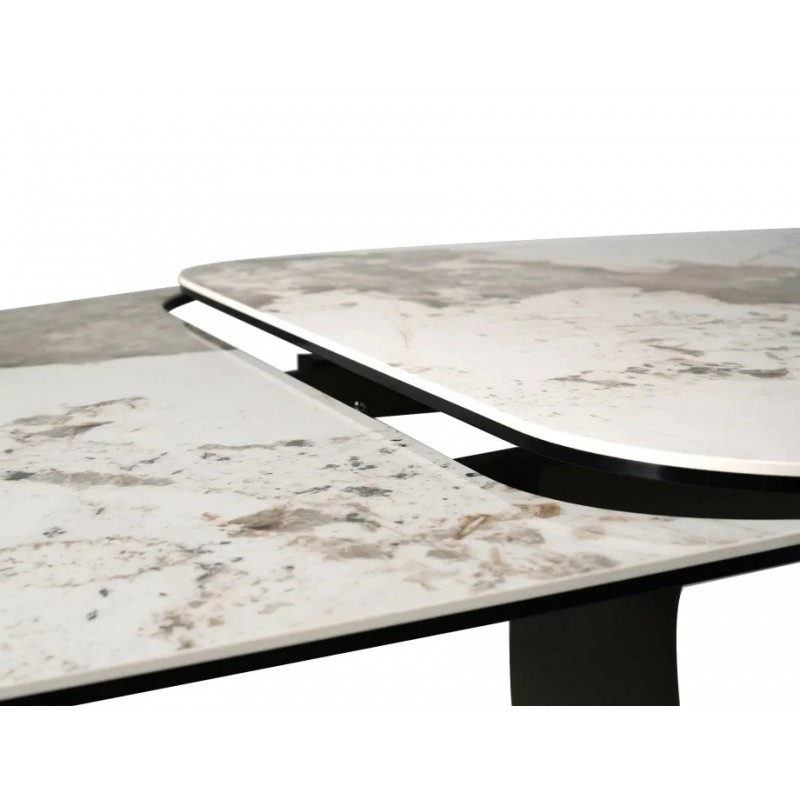 Стіл обідній кухонний розкладний Infinity Ceramic (160–240)×95 см Кераміка Білий / Мідний каркас Signal