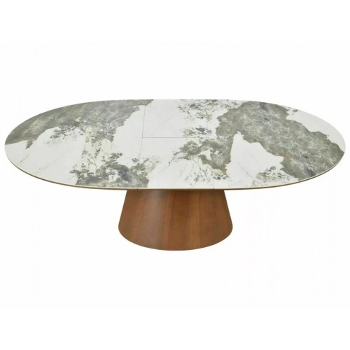 Стіл обідній кухонний розкладний Marocco Ceramic (160–200)×90 см МДФ + кераміка Білий / Горіх каркас Signal