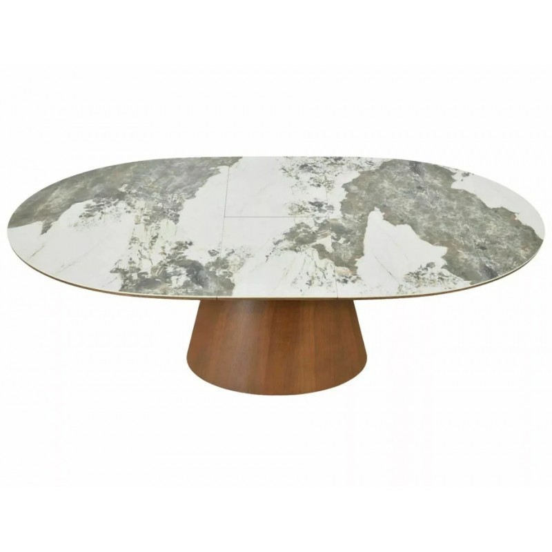 Стіл обідній кухонний розкладний Marocco Ceramic (160–200)×90 см МДФ + кераміка Білий / Горіх каркас Signal