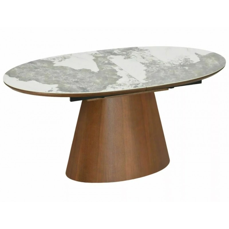 Стіл обідній кухонний розкладний Marocco Ceramic (160–200)×90 см МДФ + кераміка Білий / Горіх каркас Signal