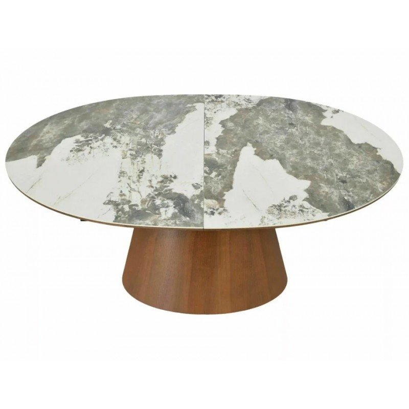 Стіл обідній кухонний розкладний Marocco Ceramic (160–200)×90 см МДФ + кераміка Білий / Горіх каркас Signal