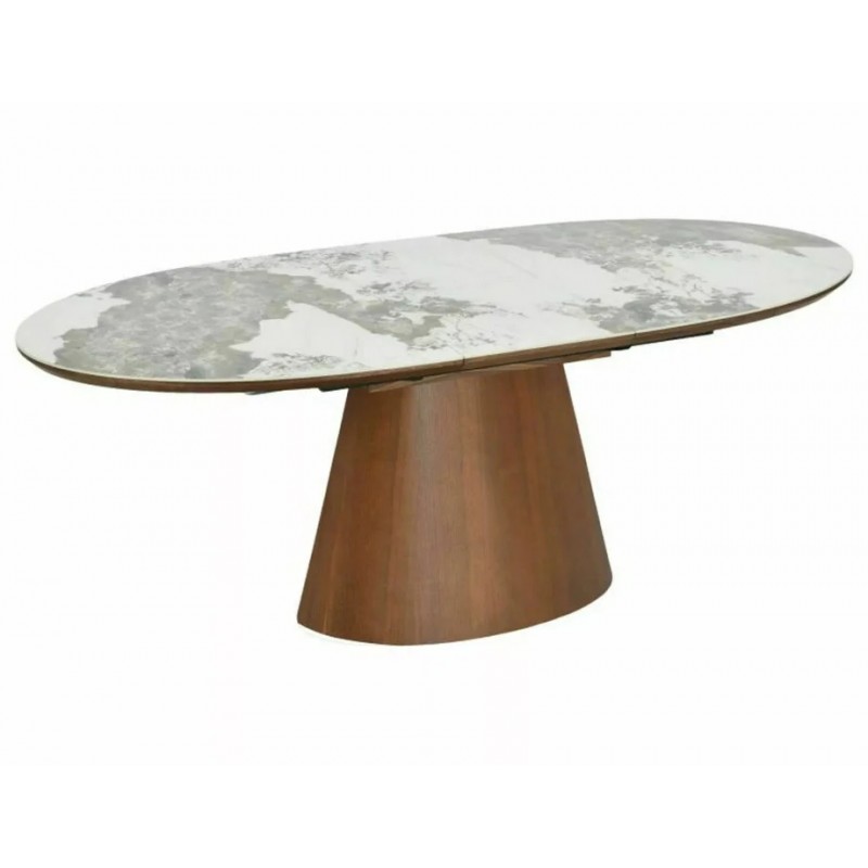 Стіл обідній кухонний розкладний Marocco Ceramic (160–200)×90 см МДФ + кераміка Білий / Горіх каркас Signal