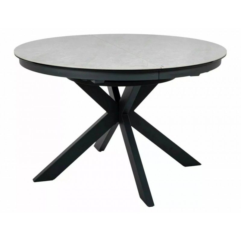 Стіл обідній кухонний розкладний Porto Ceramic (120–160)×120 см Кераміка Беж / Чорний каркас Signal