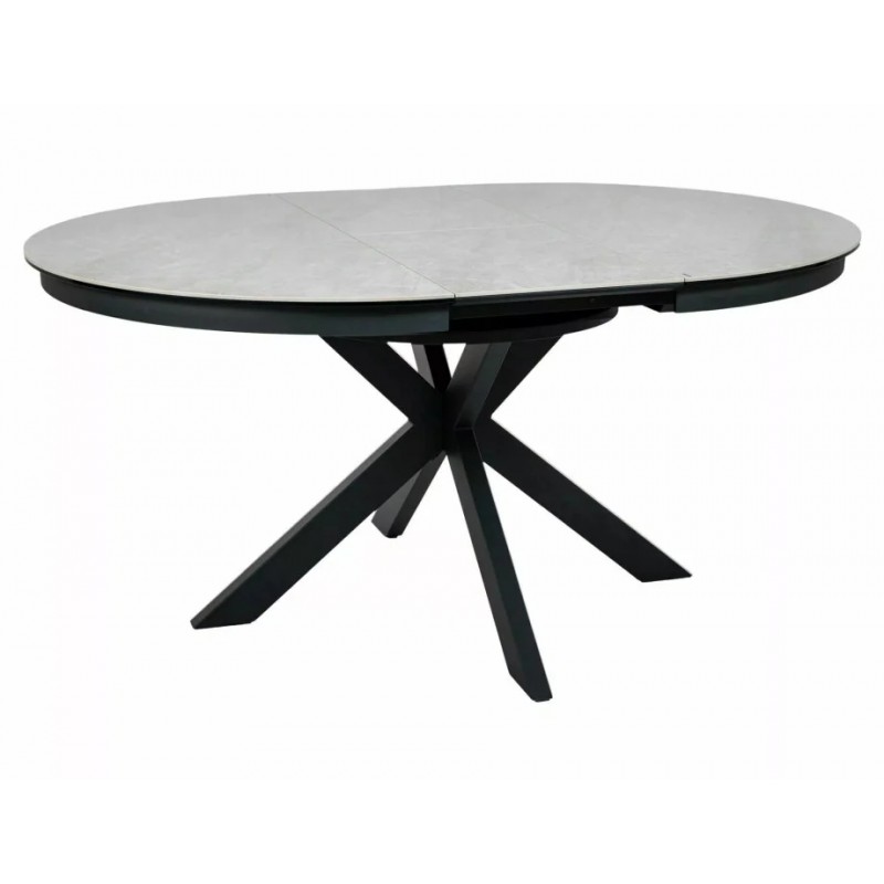 Стіл обідній кухонний розкладний Porto Ceramic (120–160)×120 см Кераміка Беж / Чорний каркас Signal