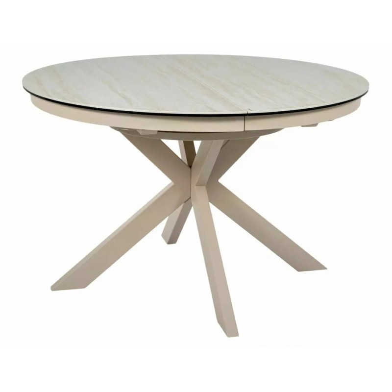 Стіл обідній кухонний розкладний Porto Ceramic (120–160)×120 см Кераміка Беж / Кашемір каркас Signal