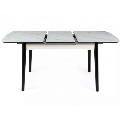 Стіл обідній розкладний APOLLO Білий мат / Чорний стелаж 150(190)X90 Signal