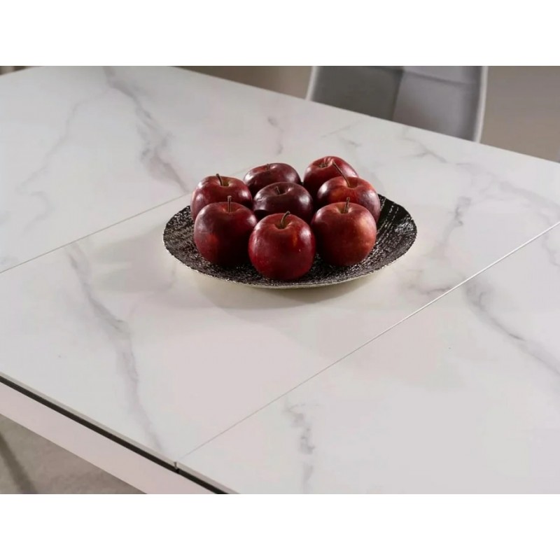 Стіл обідній розкладний APOLLO Білий мат / Чорний стелаж 150(190)X90 Signal