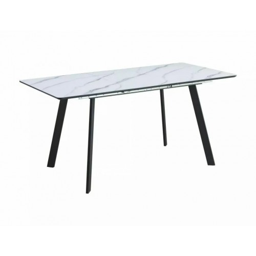 Стіл обідній розкладний BARI Білий Ефект Мармуру / Чорний мат 120(160)X80 BARIBMAC120 Signal