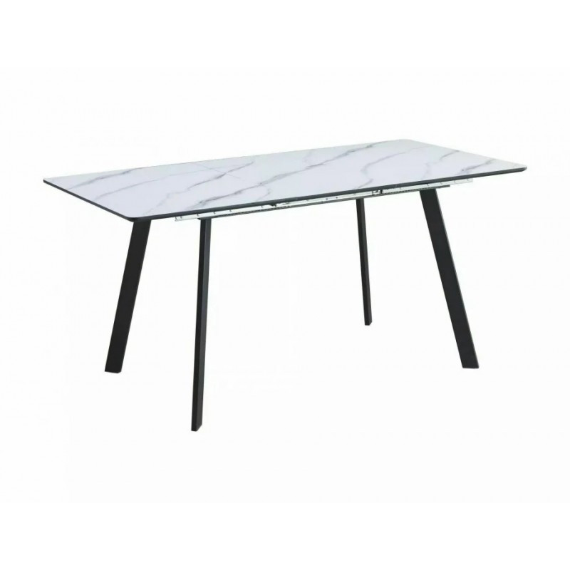 Стіл обідній розкладний BARI Білий Ефект Мармуру / Чорний мат 120(160)X80 BARIBMAC120 Signal