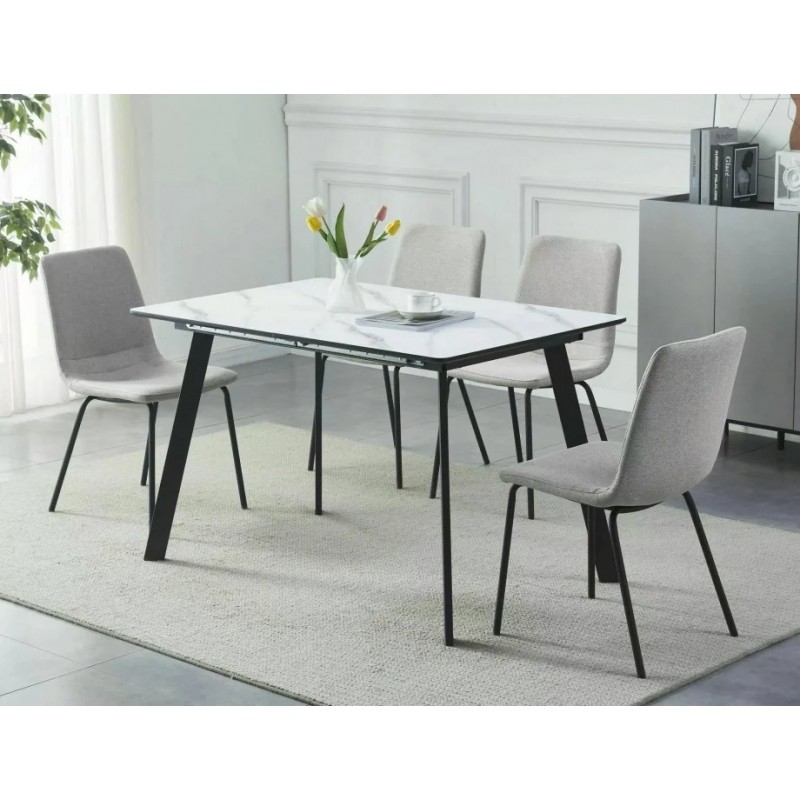 Стіл обідній розкладний BARI Білий Ефект Мармуру / Чорний мат 120(160)X80 BARIBMAC120 Signal