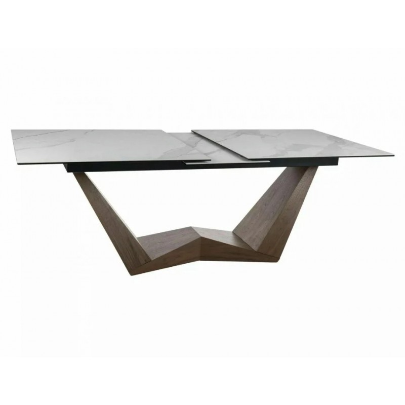 Стіл обідній розкладний BONUCCI CERAMIC Білий Статуаріо Венато / Горіх Діаметр (200-250)X98 BONUCCIBOR200 Signal