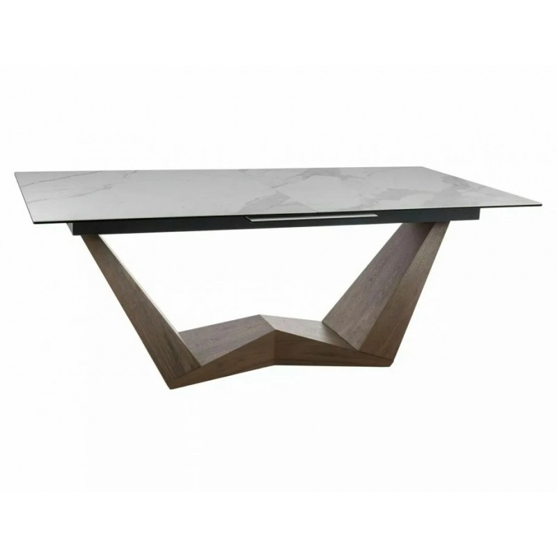 Стіл обідній розкладний BONUCCI CERAMIC Білий Статуаріо Венато / Горіх Діаметр (200-250)X98 BONUCCIBOR200 Signal