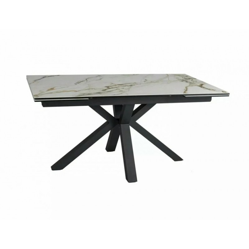 Стіл обідній розкладний COLUMBUS CERAMIC Білий Амбер Б'янко / Чорний Діаметр 160(240)X90 Signal