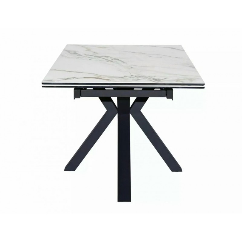 Стіл обідній розкладний COLUMBUS CERAMIC Білий Амбер Б'янко / Чорний Діаметр 160(240)X90 Signal