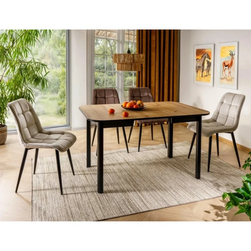 Стіл обідній розкладний DANTE II 90(130)*90 дуб артизан / чорний мат DANTEIIDACM90 Signal