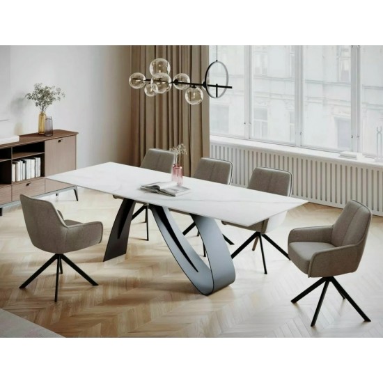 Стіл обідній розкладний DIUNA CERAMIC Білий Statuario Venato / Чорний мат (160-240)X90 DIUNABC160 Signal Стіл обідній розкладний DIUNA CERAMIC Білий Statuario Venato / Чорний мат (160-240)X90 DIUNABC160 Signal